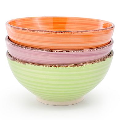 Color Ridge 6.25 Inch 6 Piece Round Stoneware Assorted Bowl Set