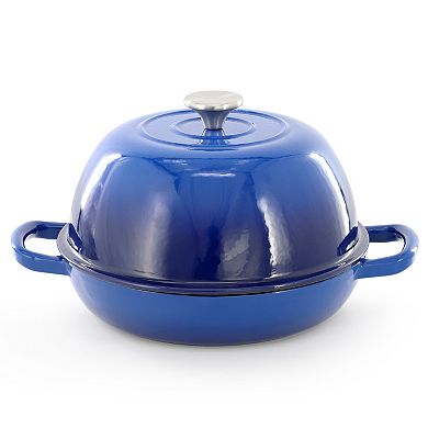 6 Quart Enameled Cast Iron Bread Pot in Blue with Baking Mat