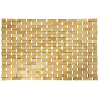 Elama Bamboo Wood 16.25 x 24.5 Inch Rectangle Bathroom Mat