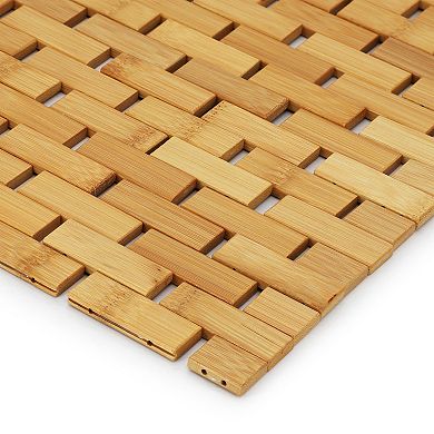 Elama Bamboo Wood 16.25 x 24.5 Inch Rectangle Bathroom Mat