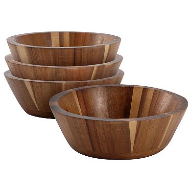 Elama 4 Piece 6.75 Inch Acacia Wood Salad Bowl Set