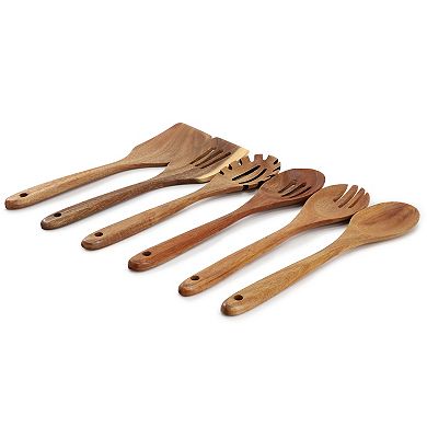 Elama 6 Piece Acacia Wood Kitchen Utensil Set