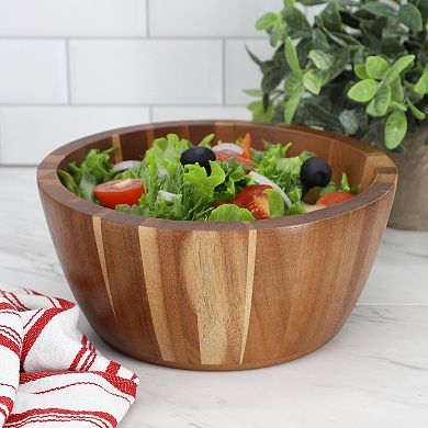 Elama 2 Piece 8.5 Inch Acacia Wood Salad Bowl Set