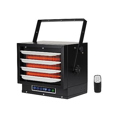 7500W Hard-Wire Installation Garage Heater With Remote and Vertical and Horizontal Air Flow in Black