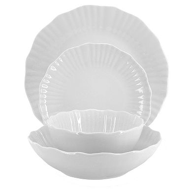 Millie 16 Piece Double Bowl Porcelain Dinnerware Set in White