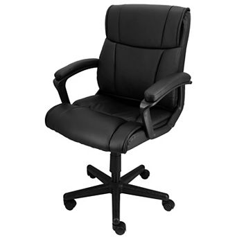 Mid Back Adjustable Faux Leather Office Chair in Black
