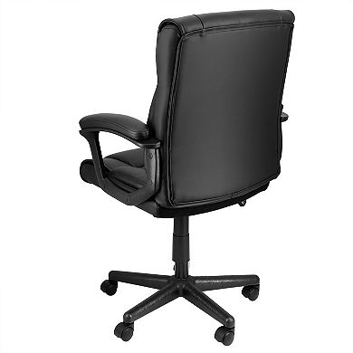 Mid Back Adjustable Faux Leather Office Chair in Black