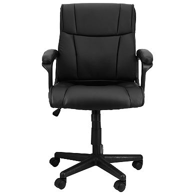 Mid Back Adjustable Faux Leather Office Chair in Black