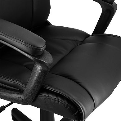 Mid Back Adjustable Faux Leather Office Chair in Black