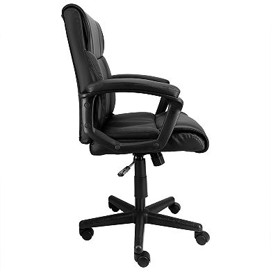 Mid Back Adjustable Faux Leather Office Chair in Black