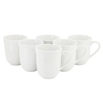 Henryi 6 pc 12 Ounce Porcelain Mug Set in White