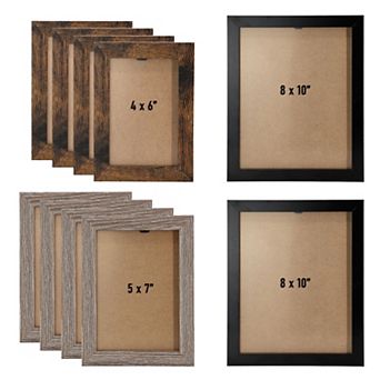 Elama 10 pc Assorted Wood Picture Frame Set in Black and Brown