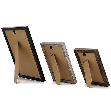 Elama 10 Piece Assorted Wood Picture Frame Set in Black and Brown