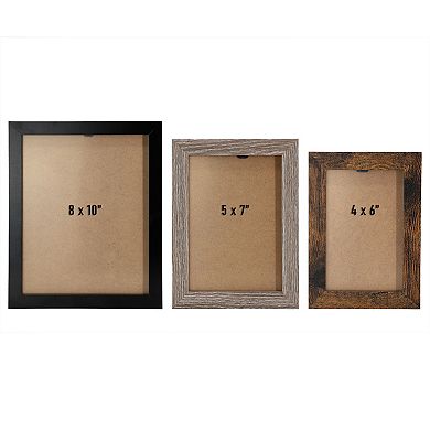 Elama 10 Piece Assorted Wood Picture Frame Set in Black and Brown