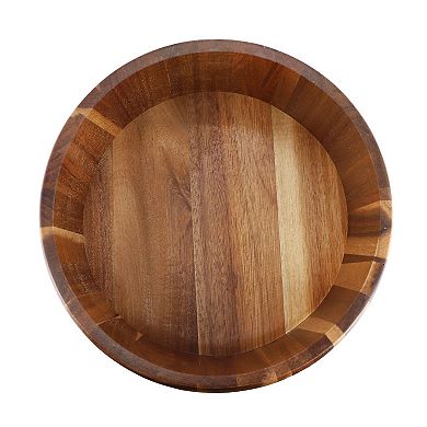 Elama 9.75 Inch Acacia Wood Salad Bowl