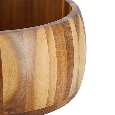 Elama 9.75 Inch Acacia Wood Salad Bowl