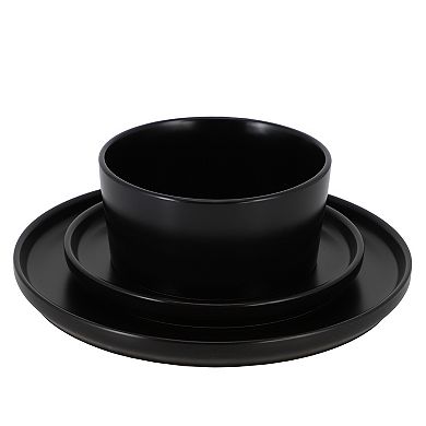 Josh 18 Piece Stoneware Dinnerware Set in Matte Black
