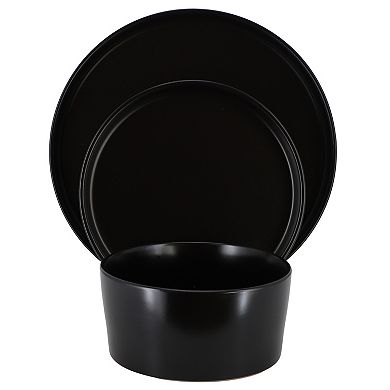 Josh 18 Piece Stoneware Dinnerware Set in Matte Black