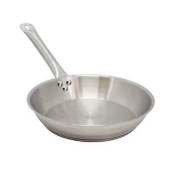 Professional Kitchen 10 Inch Round Stainless Steel Fry Pan in Silver