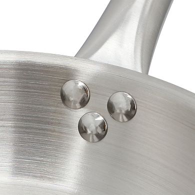 Professional Kitchen 10 Inch Round Stainless Steel Fry Pan in Silver