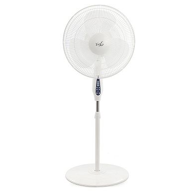 16 Inch 3 Speed Oscillating Stand Fan with Remote Control in White