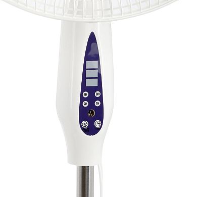 16 Inch 3 Speed Oscillating Stand Fan with Remote Control in White