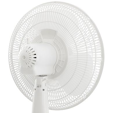 16 Inch 3 Speed Oscillating Stand Fan with Remote Control in White