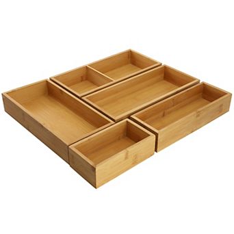 Elama 5 pc Bamboo Storage and Organization Trays