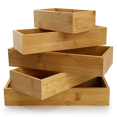 Elama 5 Piece Bamboo Storage and Organization Trays