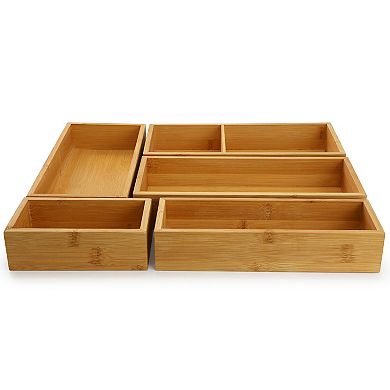 Elama 5 Piece Bamboo Storage and Organization Trays