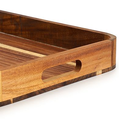 Elama Acacia Wood 17.75 x 12 Inch Rectangle Serving Tray