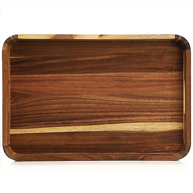 Elama Acacia Wood 17.75 x 12 Inch Rectangle Serving Tray