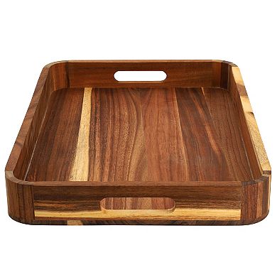 Elama Acacia Wood 17.75 x 12 Inch Rectangle Serving Tray