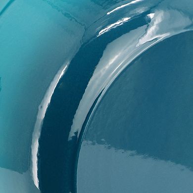 6.35 Quart Round Enameled Cast Iron Dutch Oven with Self Basting Lid in Light Blue