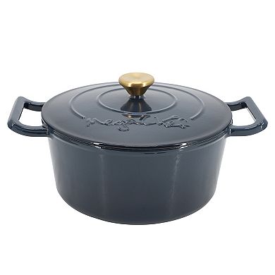 5.3 Quarts Round Enameled Cast Iron Casserole with Self Basting Lid in Gradient Dark Blue