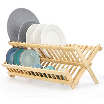 Elama 2 tier Collapsible Kitchen Bamboo Drying Dish Rack