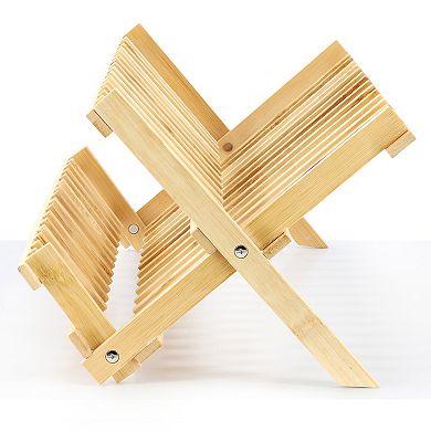 Elama 2-Tier Collapsible Kitchen Bamboo Drying Dish Rack