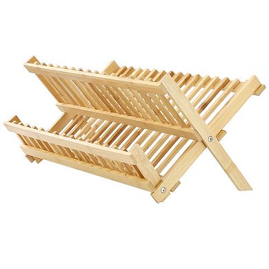 Elama 2-Tier Collapsible Kitchen Bamboo Drying Dish Rack