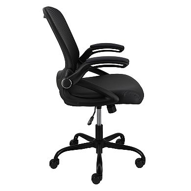 Mid Back Adjustable Mesh and Fabric Office Chair in Black