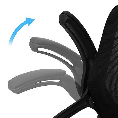 Mid Back Adjustable Mesh and Fabric Office Chair in Black