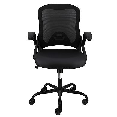 Mid Back Adjustable Mesh and Fabric Office Chair in Black