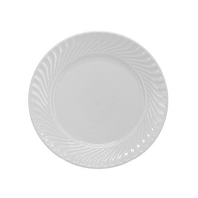 Julia 16 Piece Scalloped Double Bowl Porcelain Dinnerware Set in White