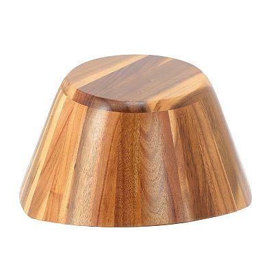 Elama 11.75 Inch Acacia Wood Deep Salad Bowl