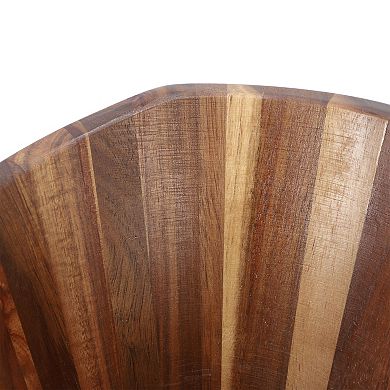 Elama 11.75 Inch Acacia Wood Deep Salad Bowl