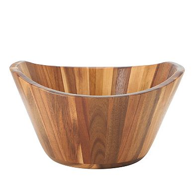 Elama 11.75 Inch Acacia Wood Deep Salad Bowl