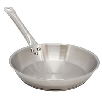 Professional Kitchen 11 Inch Round Stainless Steel Fry Pan in Silver