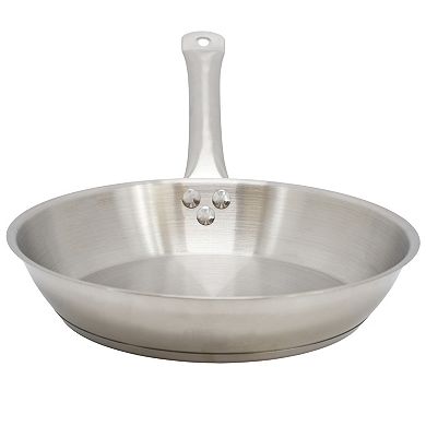 Professional Kitchen 11 Inch Round Stainless Steel Fry Pan in Silver