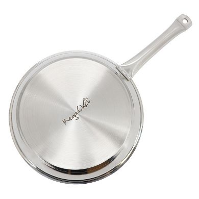 Professional Kitchen 11 Inch Round Stainless Steel Fry Pan in Silver