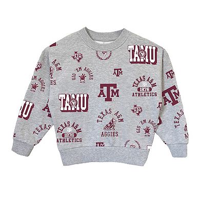 Girls Youth Gameday Couture Gray Texas A&M Aggies Always On Repeat Pullover Sweatshirt