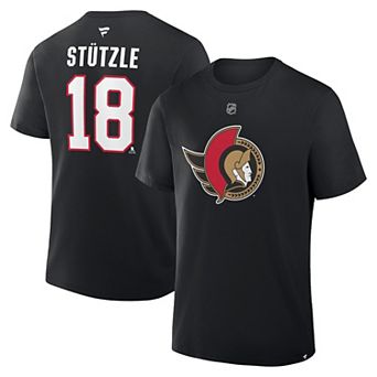 Men's Fanatics Tim Stutzle Black Ottawa Senators Authentic Stack Name & Number T-Shirt